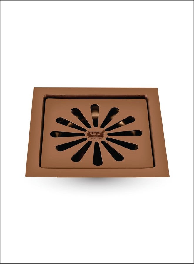 Sanjay Chilly Square Ezee SS Floor Drain Colour Collection for Bathroom Gratings 304 Grade Sink Top Cover Jali Washbasin Bathtub Waste Water Drain Strainer in Toilet (TOF Rose Gold 5x5 INCH) - Image 2